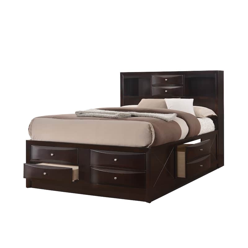 Priscella 6 Piece Dark Cherry Storage Platform Bedroom Set