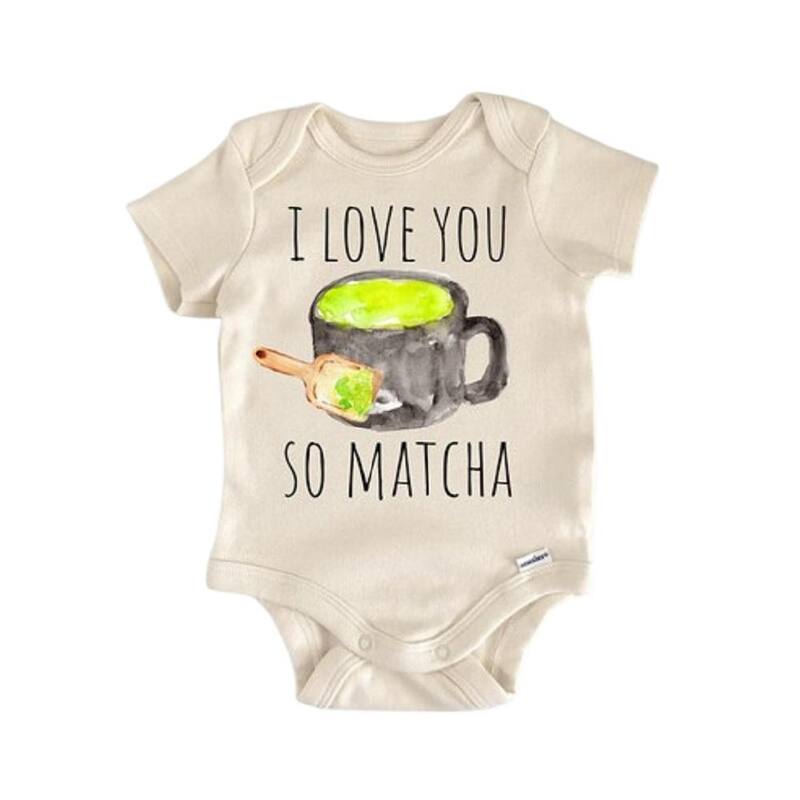 Matcha Green Tea Coffee - Baby Boy Girl Clothes Infant Bodysuit Funny Cute Newborn - White - 6-9M