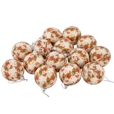 14-Piece Snowman Decoupage Christmas Ball Ornament Set 2.25" (60mm)