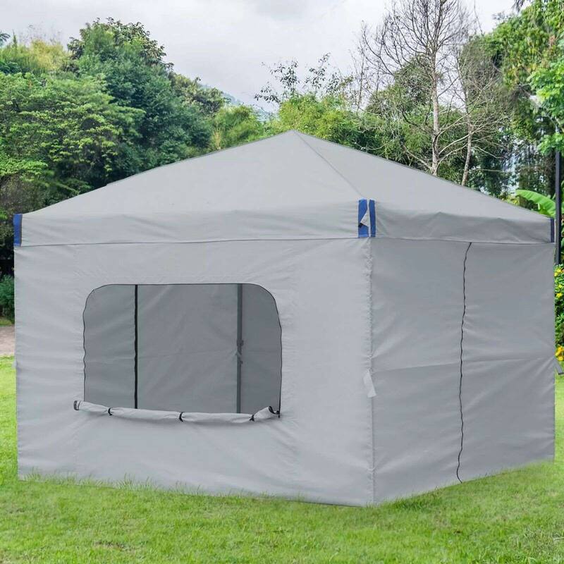 Aoodor 10x10 FT Pop-Up Canopy Tent with Roller Bag and Curtain - Grey