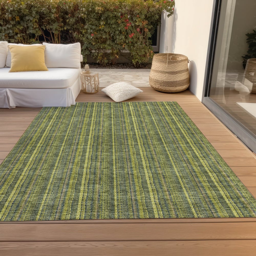 Machine Washable Indoor/ Outdoor Stripe Chantille Rug