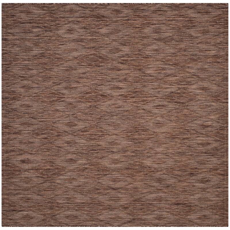 SAFAVIEH Courtyard Marolyn Indoor/ Outdoor Waterproof Patio Backyard Rug - 4' x 4' Square - Brown/Brown
