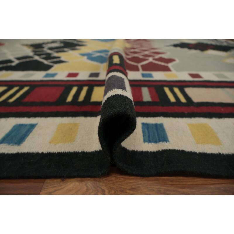 Hand Woven Oriental 100% Wool Carpet Southwestern Tribal Multi-Colored Kilim Area Rug - 10' 0'' X 9' 8''