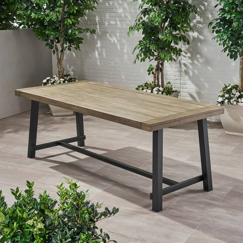 Outdoor Acacia Wood Dining Table/Rustic Metal