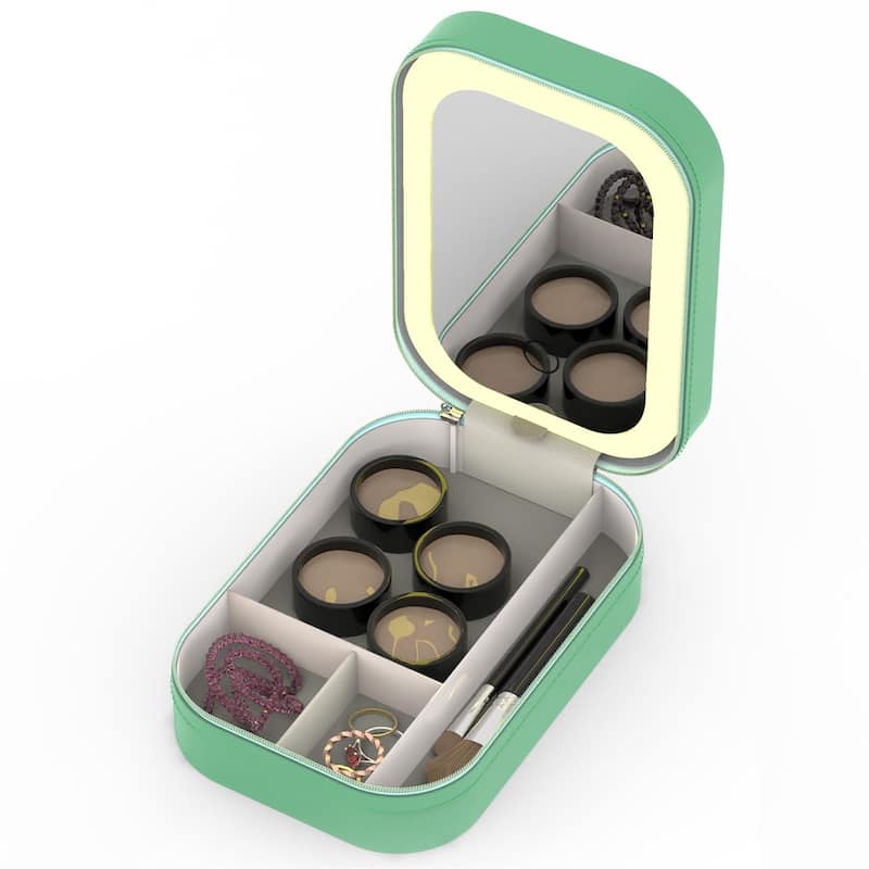 Portable Makeup Case with Rechargeable LED Mirror