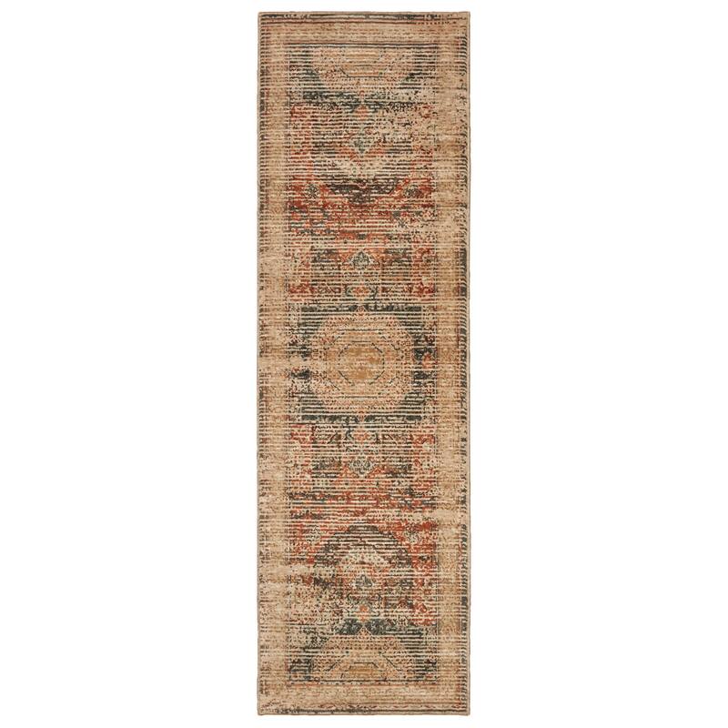Vista Home The Gray Barn Redbone Distressed Medallion Ivory and Orange Area Rug