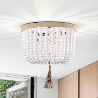 Renara 16 Inch Bohemian Tassel Flush Mount 3-Light