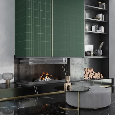 Apollo tile 2" x 8" Arte Matte Green Ceramic Tile (4.1 sq ft/case) - 38 Pack