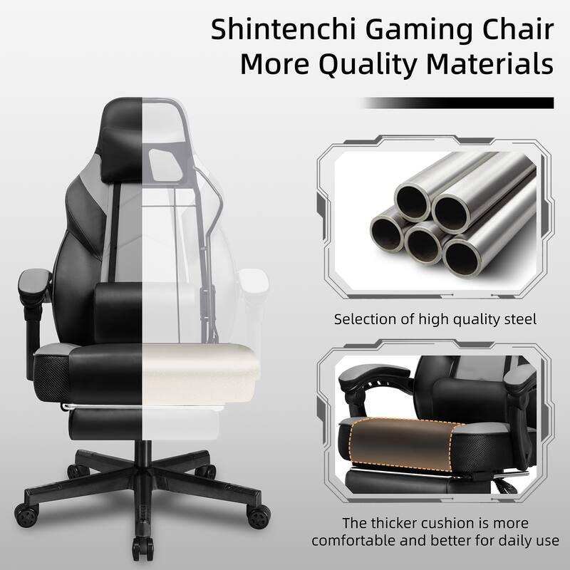 Adjustable Comfortable Game Chair Swiveling PC & Racing with Footrest