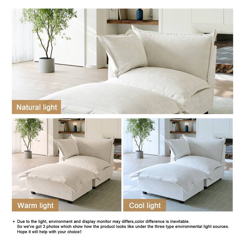 Casual 40"W Oversized Soft Comfy Cloud Chenille Chaise Lounge with Ottoman