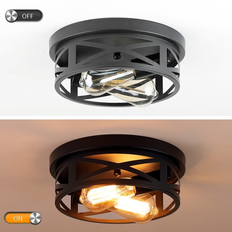 2 Light Farmhouse Flush Mount Ceiling Light-2 Pack