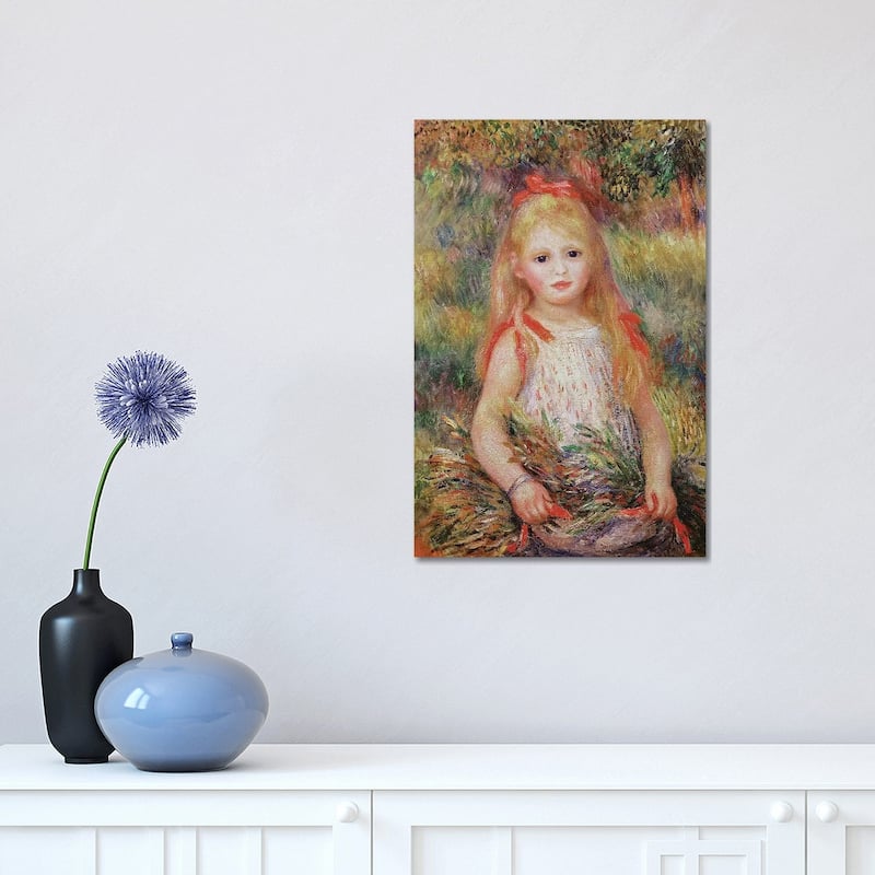 iCanvas "Little Girl Carrying Flowers, or The Little Gleaner, 1888 " by Pierre-Auguste Renoir Canvas Print - 18x12x1.5