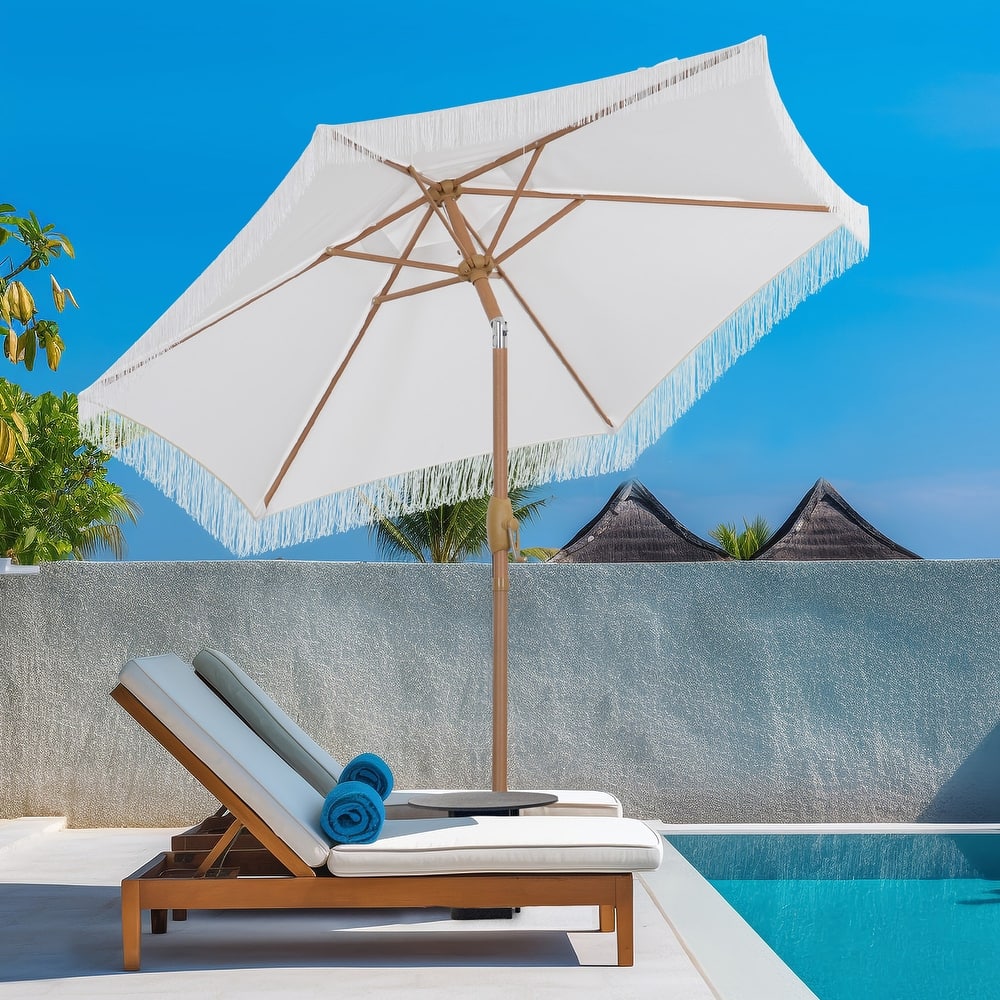 Autlaycil 7.5 ft Outdoor Umbrella Patio with Fringe.