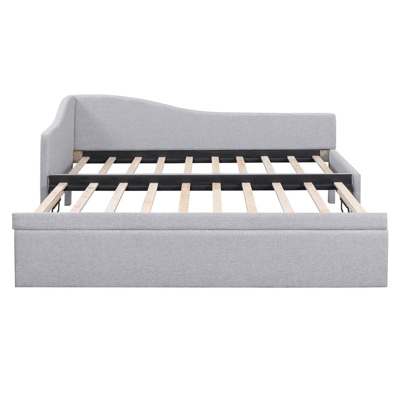 Twin-Size L-Shaped Upholstered Daybed With Pop-Up Trundle