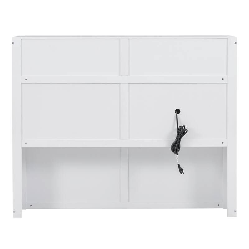 Wood Full Size Hydraulic Platform Bed with Storage LED Headboard