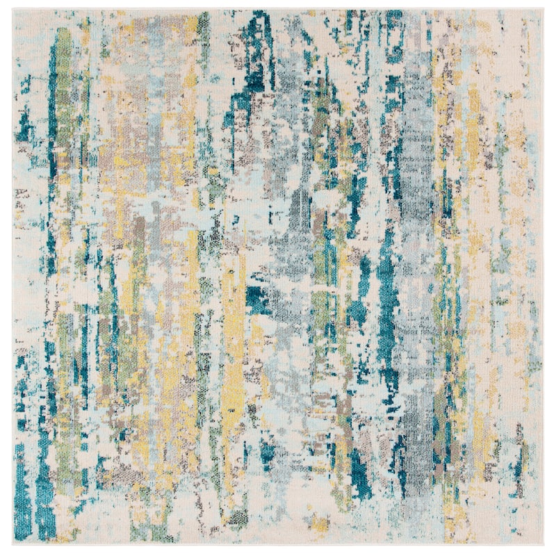 SAFAVIEH Madison Romona Vintage Abstract Rug - 6'7" Square - Beige/Olive