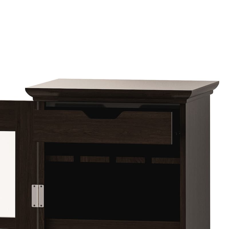 Glass Door Wine Cabinet with Three-Layer Design, with Drawer and X-Shaped Wine Rack
