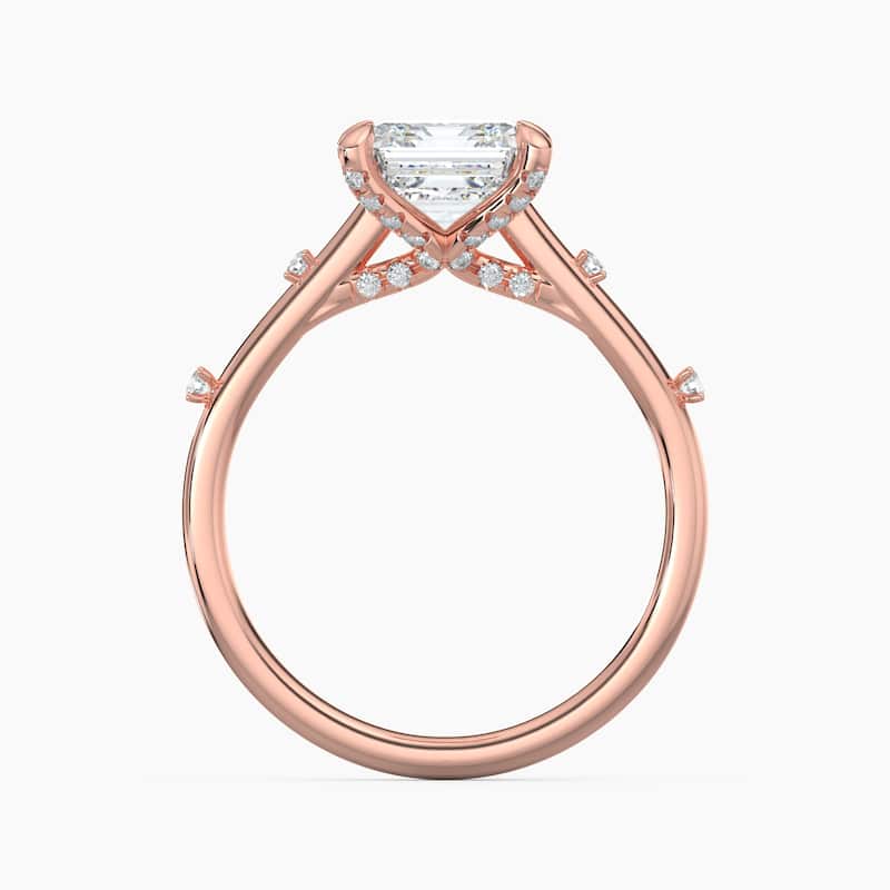 Auriya 14k Gold Petite Diamond Station Asscher Lab Grown Engagement Ring 1.00 to 5.00 ct. tw. (F-G, VS)