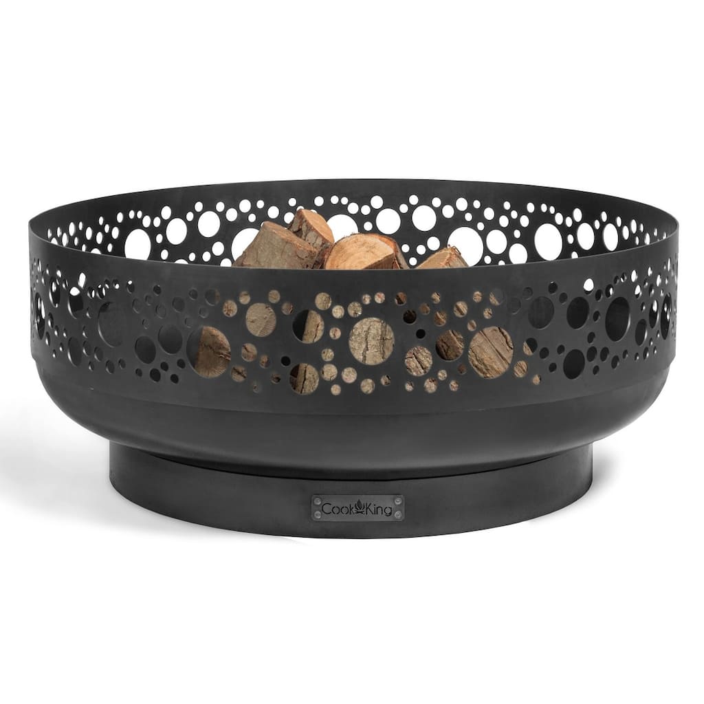 Cook King 111283 Boston Fire Pit, 31.5" Diameter, Laser Cut Design, Wood Burning Fire Pit by Good Directions