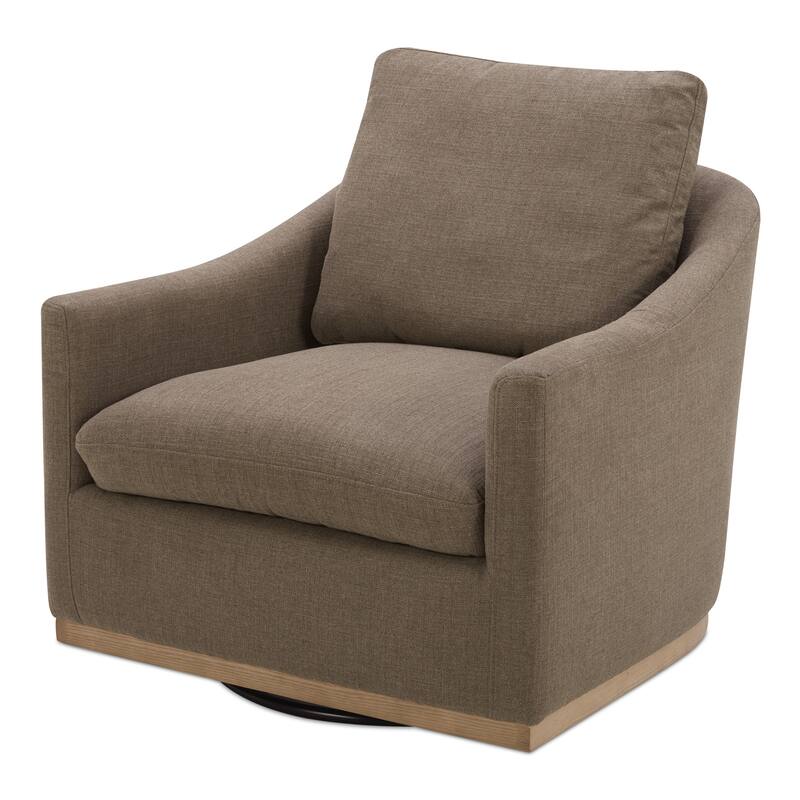 NADAAL STUDIOS Oriana Swivel Chair, Rustic Curved Barrel Back, High-Density Foam, Soft Beige