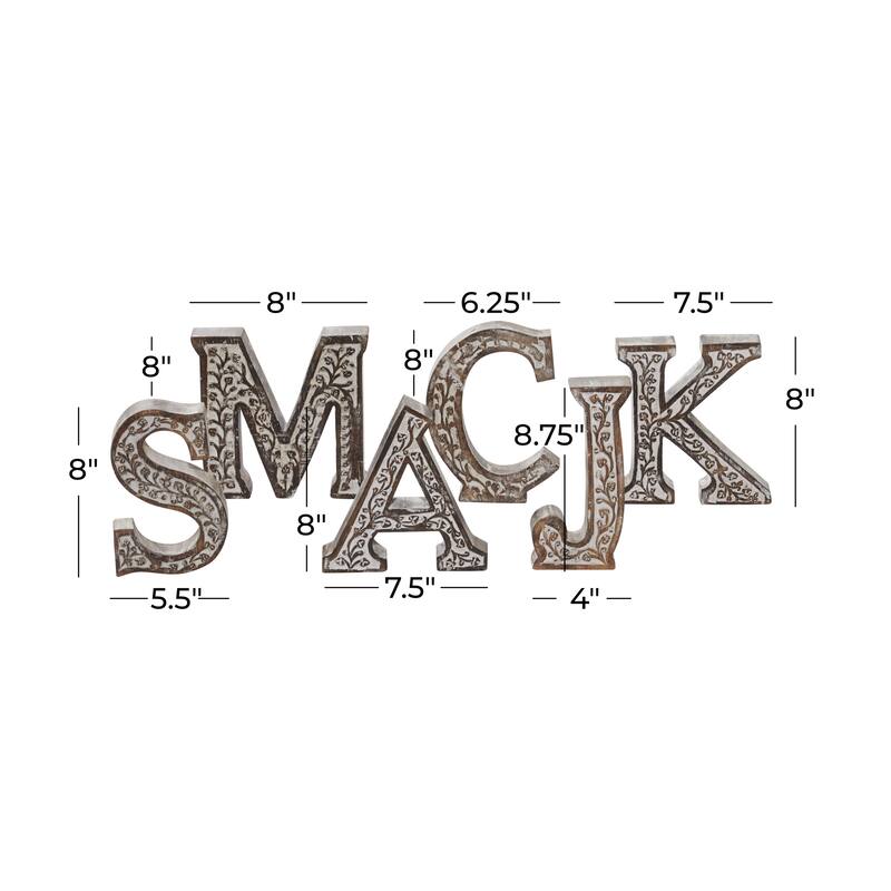 Wood Traditional Decorative Sign (Set of 6) - S/6 8"H