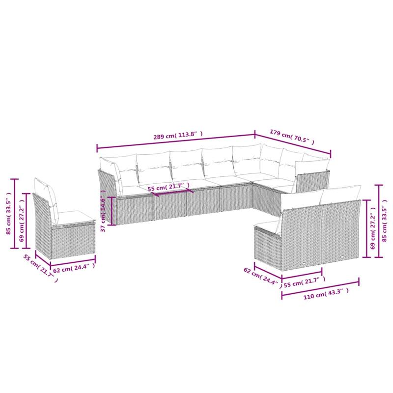vidaXL Garden Sofa Set Black