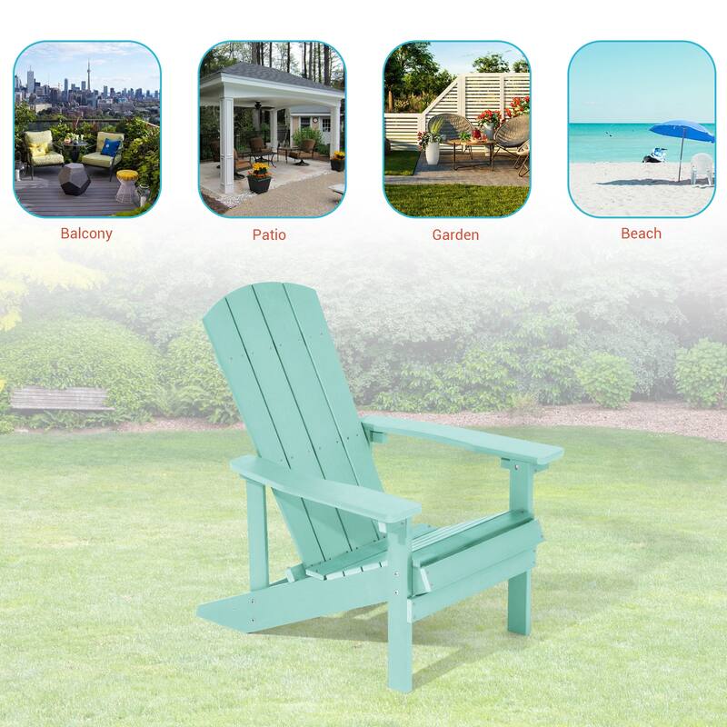 BONOSUKI Patio Adirondack Chair w/Cupholder,Weather Resistant-Set of 4
