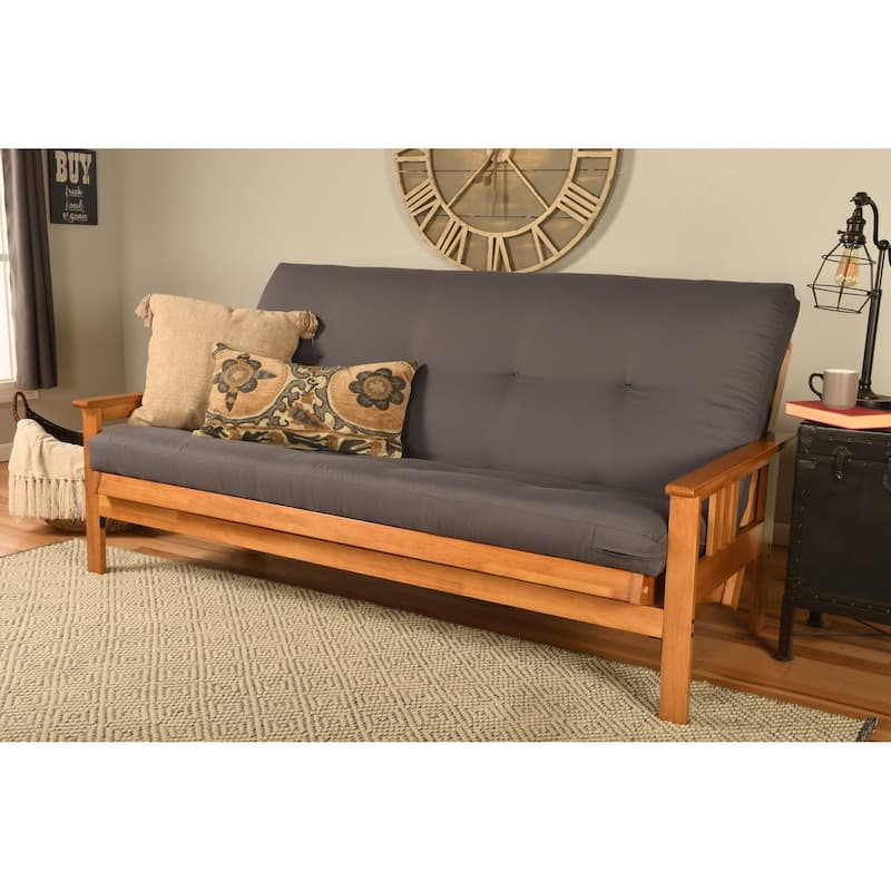 Somette Monterey Full-size Futon Set in Butternut Finish with Twill Gray Mattress