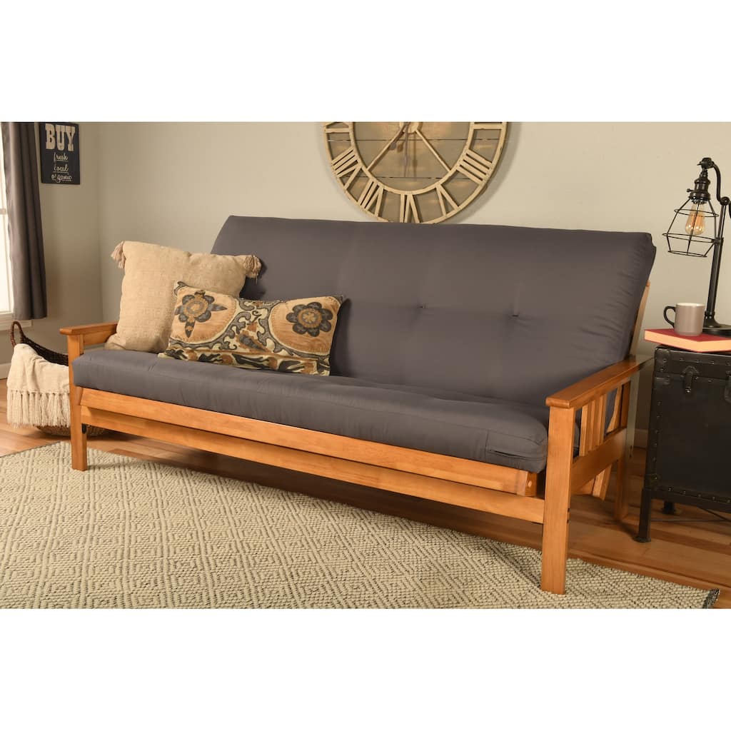 Somette Monterey Full-size Futon Set in Butternut Finish with Twill Gray Mattress