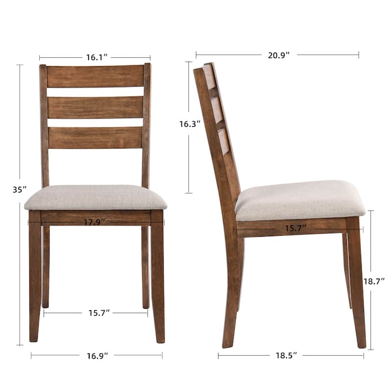 5-Piece Solid Wood 47"L Dining Table Sets (1 Table+ 4 Slat Back Chairs)