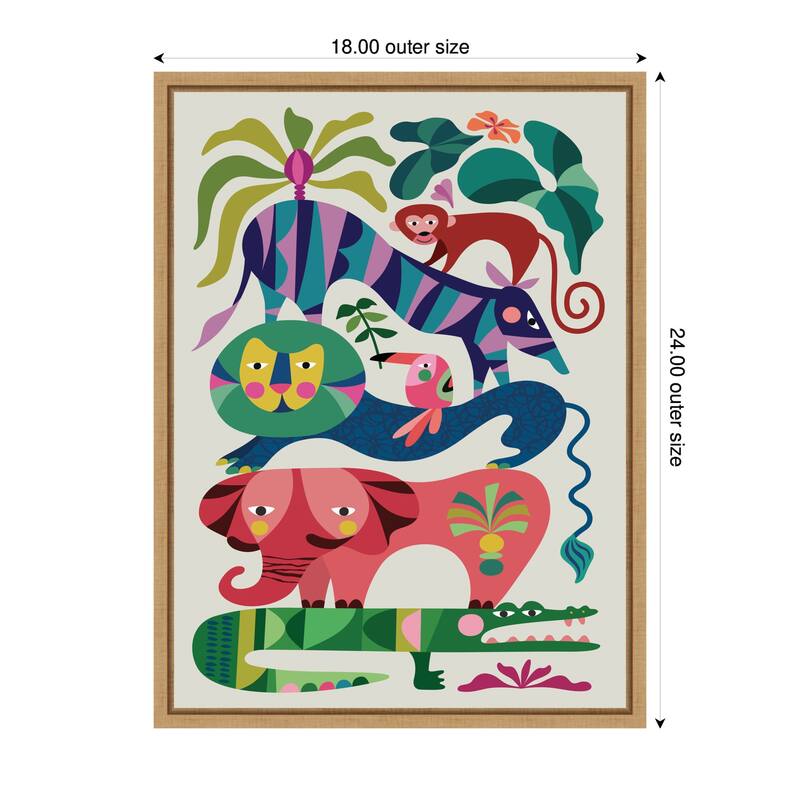 Kate and Laurel Sylvie Safari Animals Framed Canvas by Rachel Lee