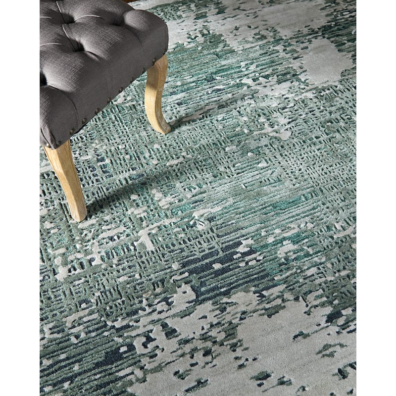 Grand Bazaar Valin Hand Tufted Abstract Modern Area Rug - 2' x 3' - Green/White