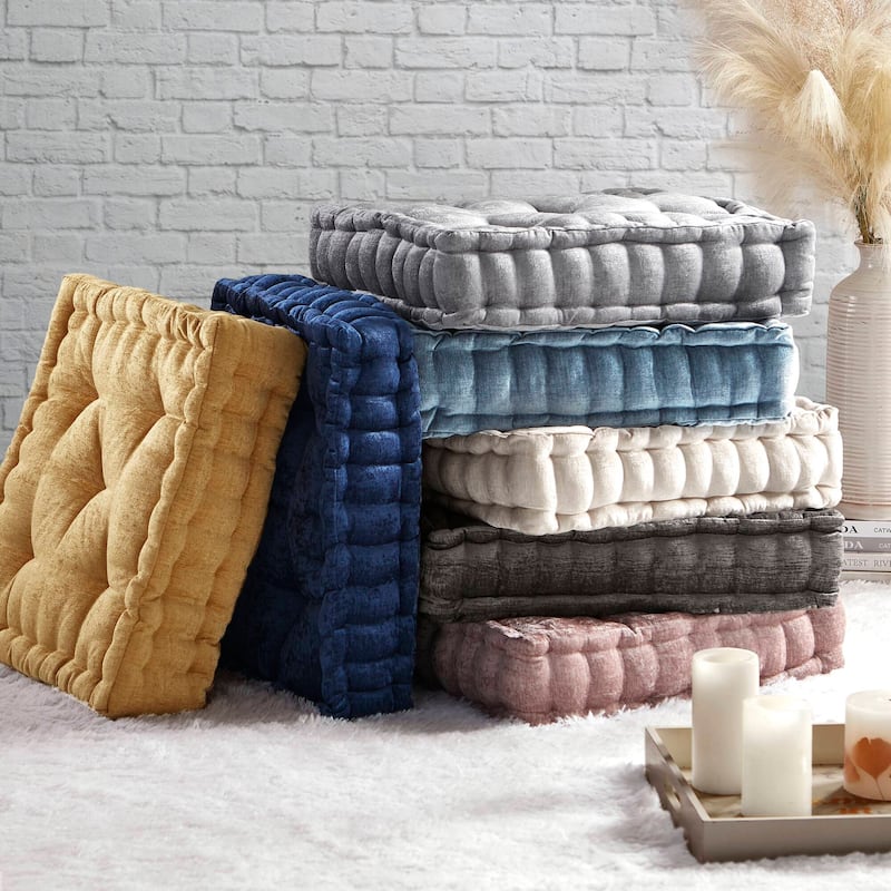 Intelligent Designs Charvi Poly Chenille Square Floor Pillow Cushion