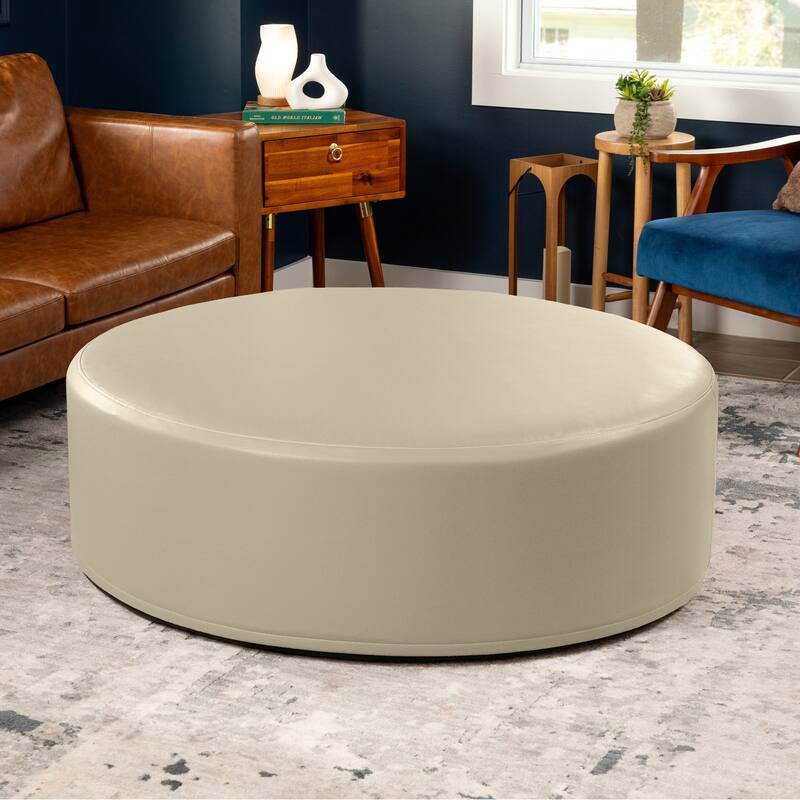 Jaxx Candler Round Couch Ottoman Large Coffee Table & Foot Rest, 44-Inch