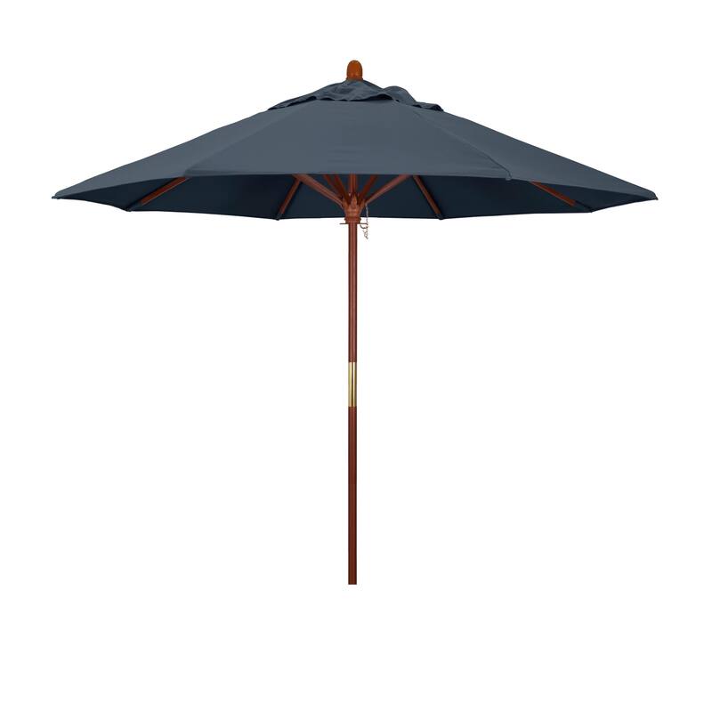 California Umbrella 9' Round Marenti Wood Frame Patio Umbrella with Pacifica Fabric, Base Not Included - Sapphire
