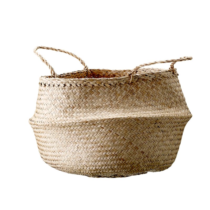 Handwoven Seagrass Basket Storage with Handles - Natural