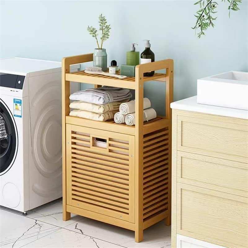 Laundry Hamper with 2 Tier Shelves