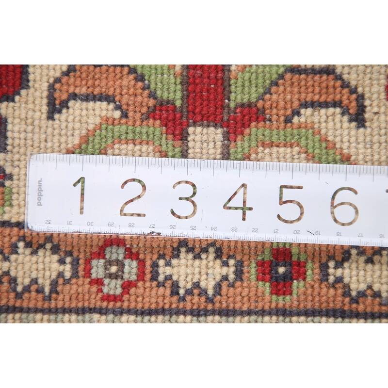 Hand Knotted Oriental 100% Wool Carpet Traditional Geometric Red Kazak Area Rug - 9' 10'' X 6' 6''