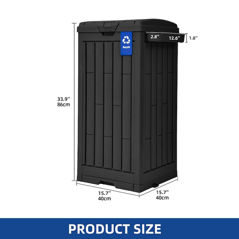 Moasis 31/76 Gallon Resin Outdoor Patio Trash Can - Black-31 Gallon