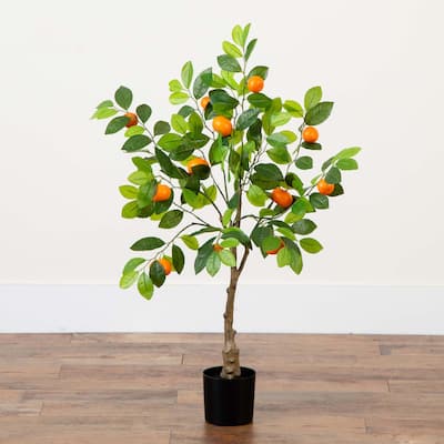 Tangerine Artificial Potted Tree - 3'