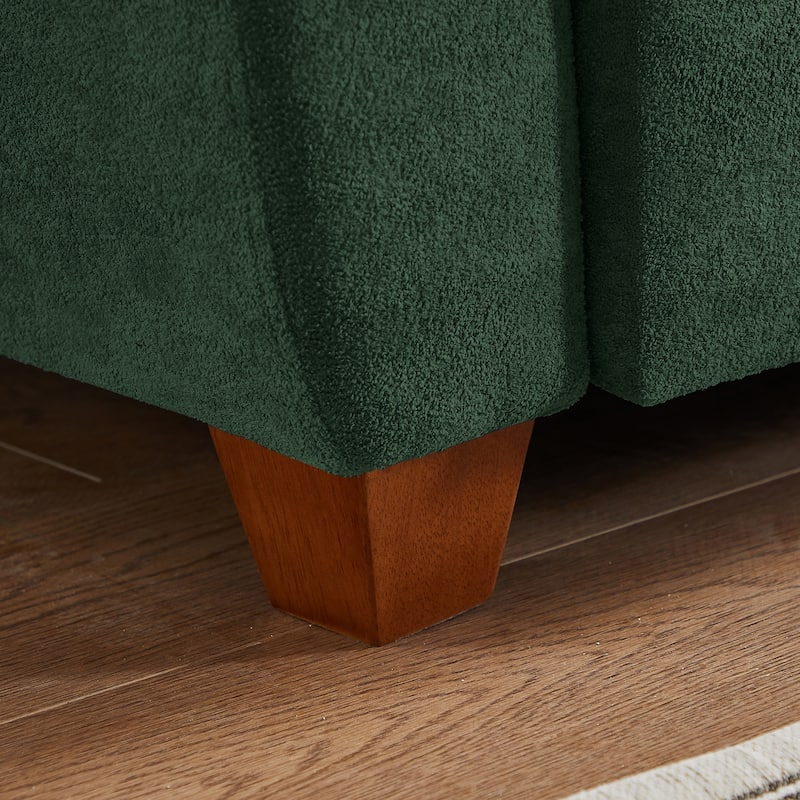 109" Modern 4 Seaters Towelling Sectional Sofa with Hidden Coffee Table Adjustable Headrest and Large Storage Space