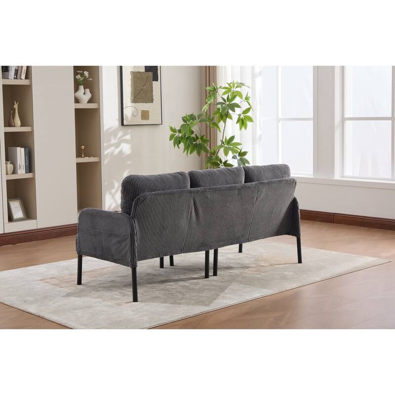 Oversized Loveseat, Modern & Plush Double-seater Sofa, Corduroy Upholstered Couch - Grey