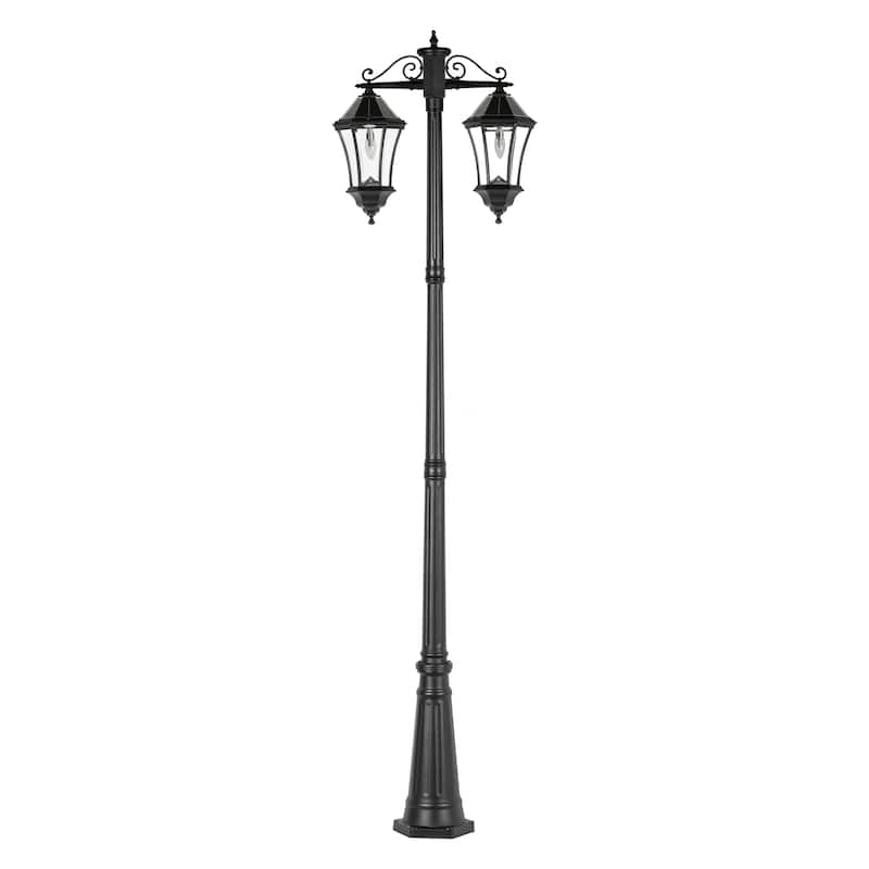 Victorian Morph 2-Light Aluminum Black Outdoor Solar Lamp Post Light