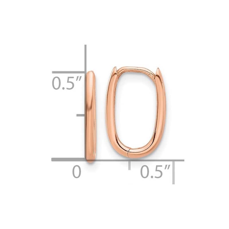 Curata 14k Rose Gold Polished Oval Hinged Hoop Earrings - 13.1x9.2mm
