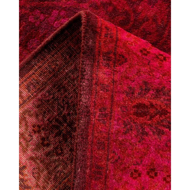 Overton Hand Knotted Wool Vintage Inspired Modern Contemporary Overdyed Pink Runner Rug - 2' 7" x 9' 6"