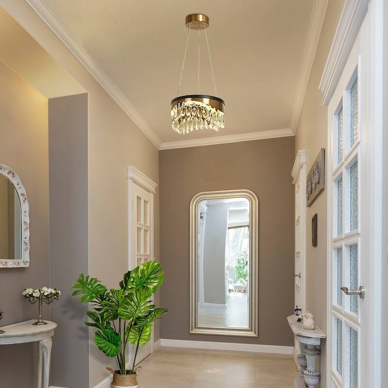 Modern Crystal LED Drum Mini Chandelier Pendant for Kitchen Island Bedroom - 11.8"D x 6.7"H