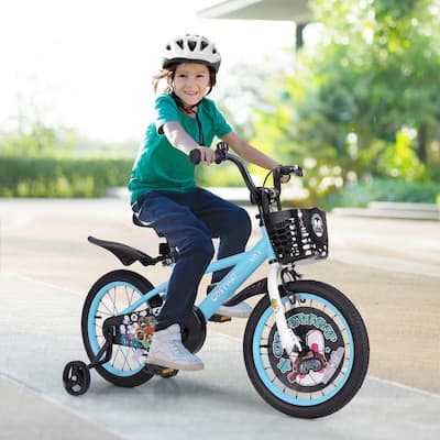 16"Child Bike for 4-7 w/ Height-Adjustable Handlebar & Storage Basket