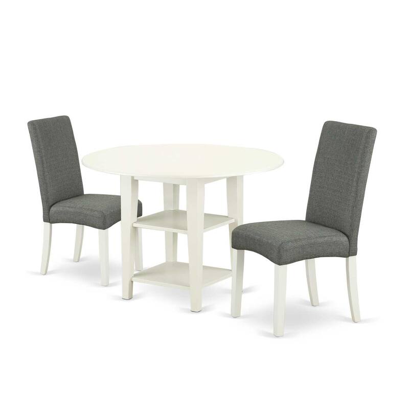 Urban Oasis 3Pc Dining Set - 20x42" Table & 2 Parsons Chairs - Linen White Legs - Gray Fabric