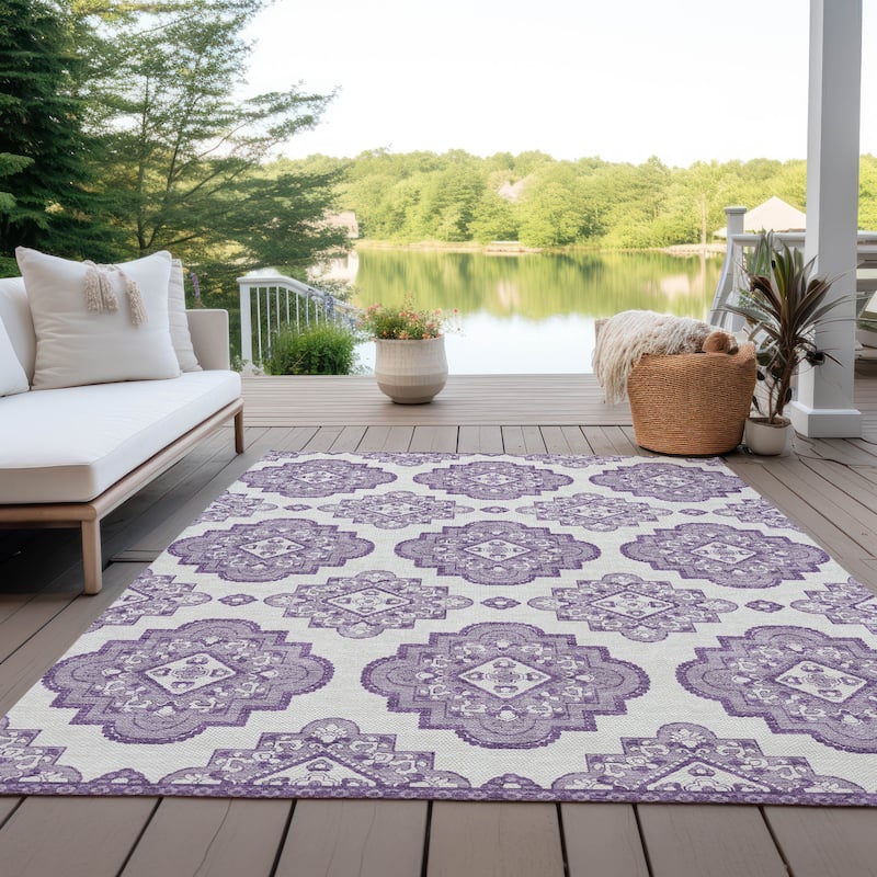 Machine Washable Indoor/ Outdoor Chantille Boho Moroccan Rug - Lavender - 10' x 14'