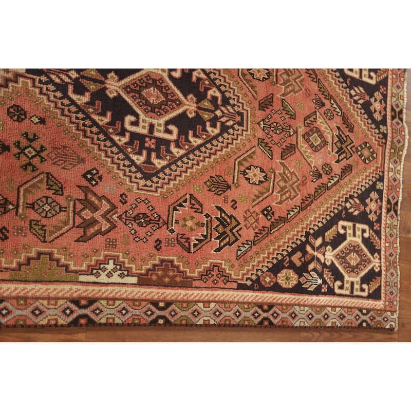 Tribal Shiraz Persian Vintage Runner Rug Handmade Wool Carpet - 3'5"x 9'7"